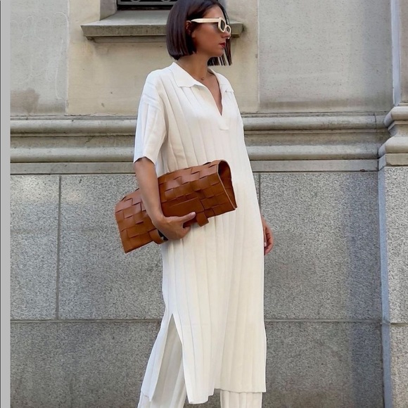 H&M Bloggers Favorite Beige Knit Slit Midi Dress - Picture 2 of 16